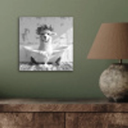 Alpaca - Bloemen - Dier - Bad - Zwart - Wit aluminium wit klein -sfeer2