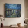 Van Gogh - Brug - Oude meesters Textielframe zwart klein -sfeer3