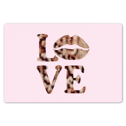 Tekst - Love - Pantervacht - Lichtroze Placemat vinyl groot -zzsfeer1_Kitchenyeah-website