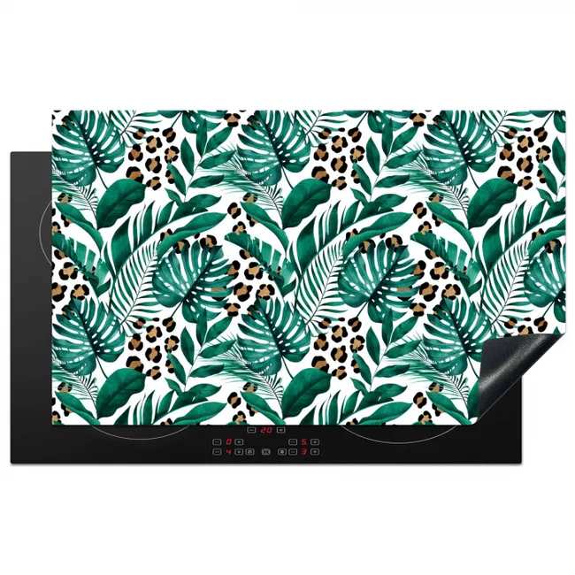 Dierenprint - Panter - Bladeren - Tropisch - Jungle Inductie beschermer vinyl 3mm klein -3d