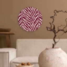 Zebra - Motief - Bordeaux - Rood Wandcirkel kunststof plaat 5mm dik klein 188 -sfeer1