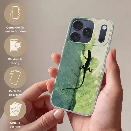Hagedis - Blad - Nerven - Groen Telefoonhoesje iPhone 17 Pro klein -sfeer3_NL
