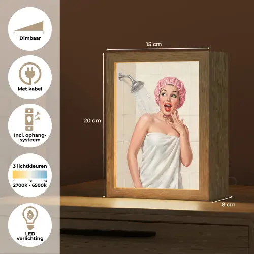 Vrouw - Douche - Roze Light Box met kabel (Tafellamp) klein -USP_NL