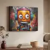Robot - Graffiti - Oranje - Kleuren Textielframe zwart klein -sfeer3