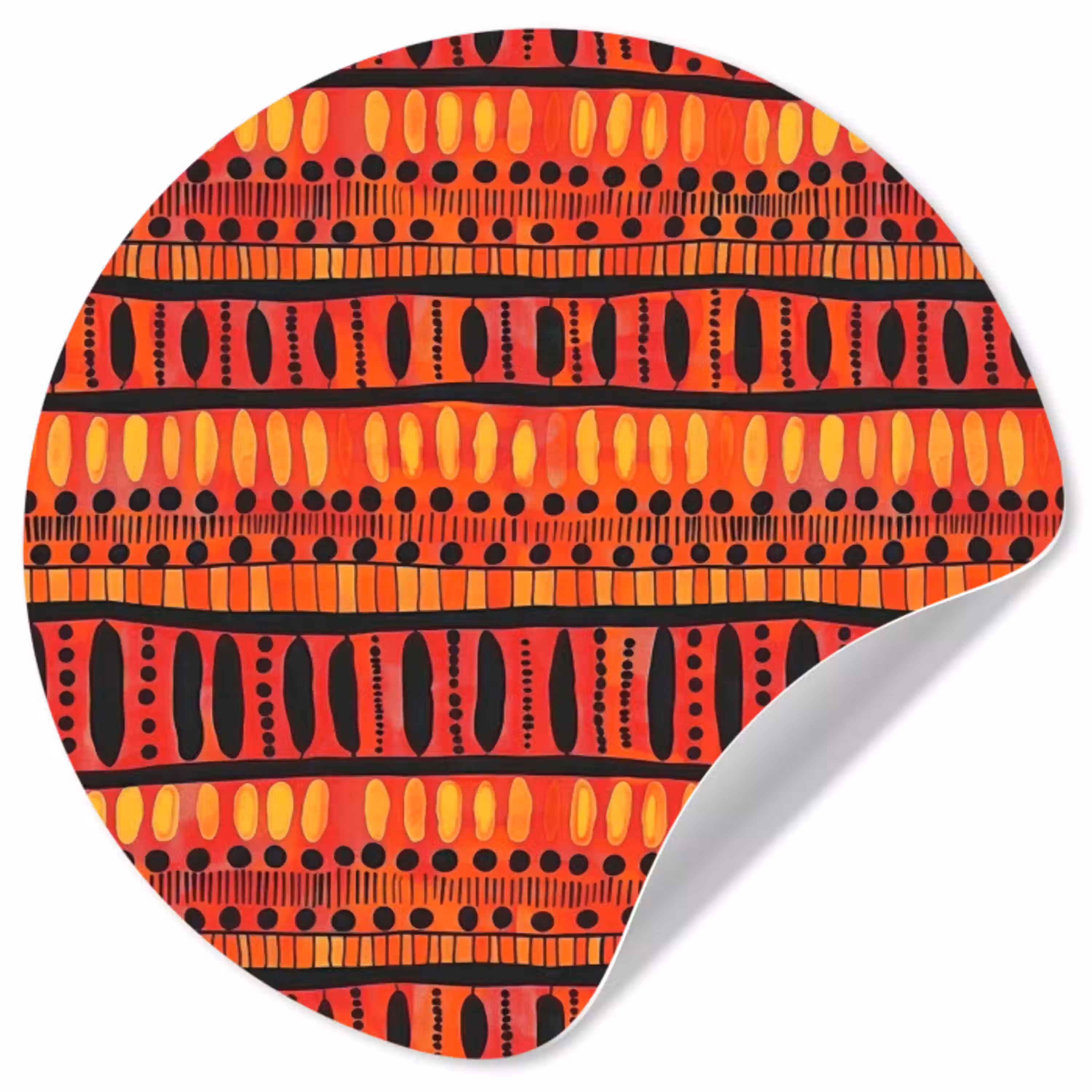 Rood - Oranje - Etnisch - Expressief - Patroon Wandcirkel behangsticker klein 186 -3d