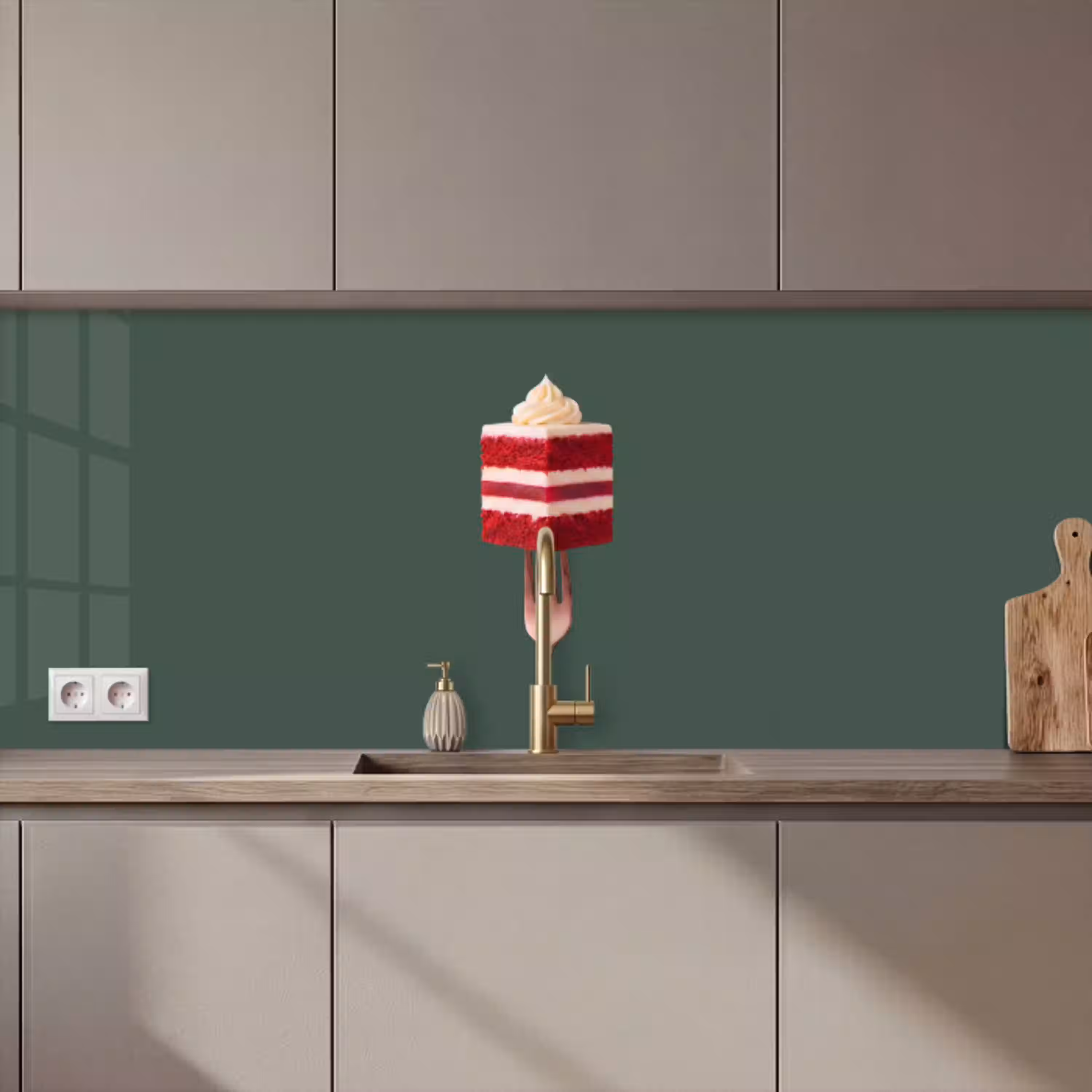 Cake - Vork - Rood keuken achterwand 2 middel zz_3dshopping