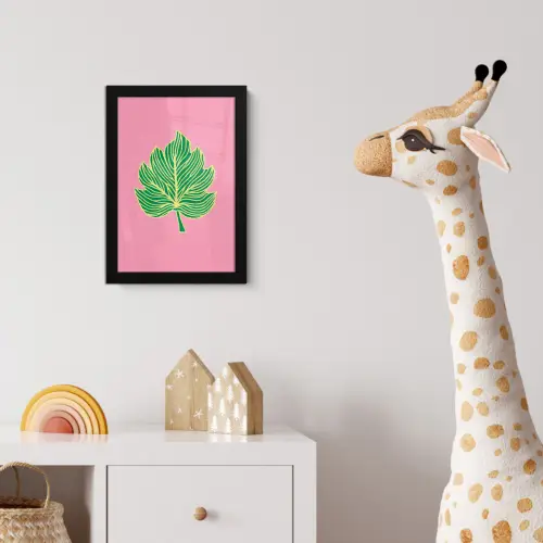 Blad - Groen - Illustratie - Minimalistisch fotolijst zwart zonder passe partout klein -usfeer4_kinderkamer