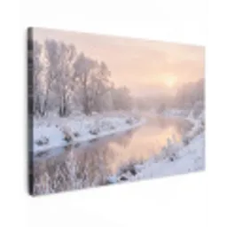 Rivier - Winter - Landschap - Sneeuw - Zonsopgang canvas 2cm klein -z3d