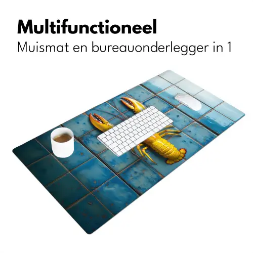 Kreeft - Geel - Blauw - Tegels Muismat XXL klein -sfeer4