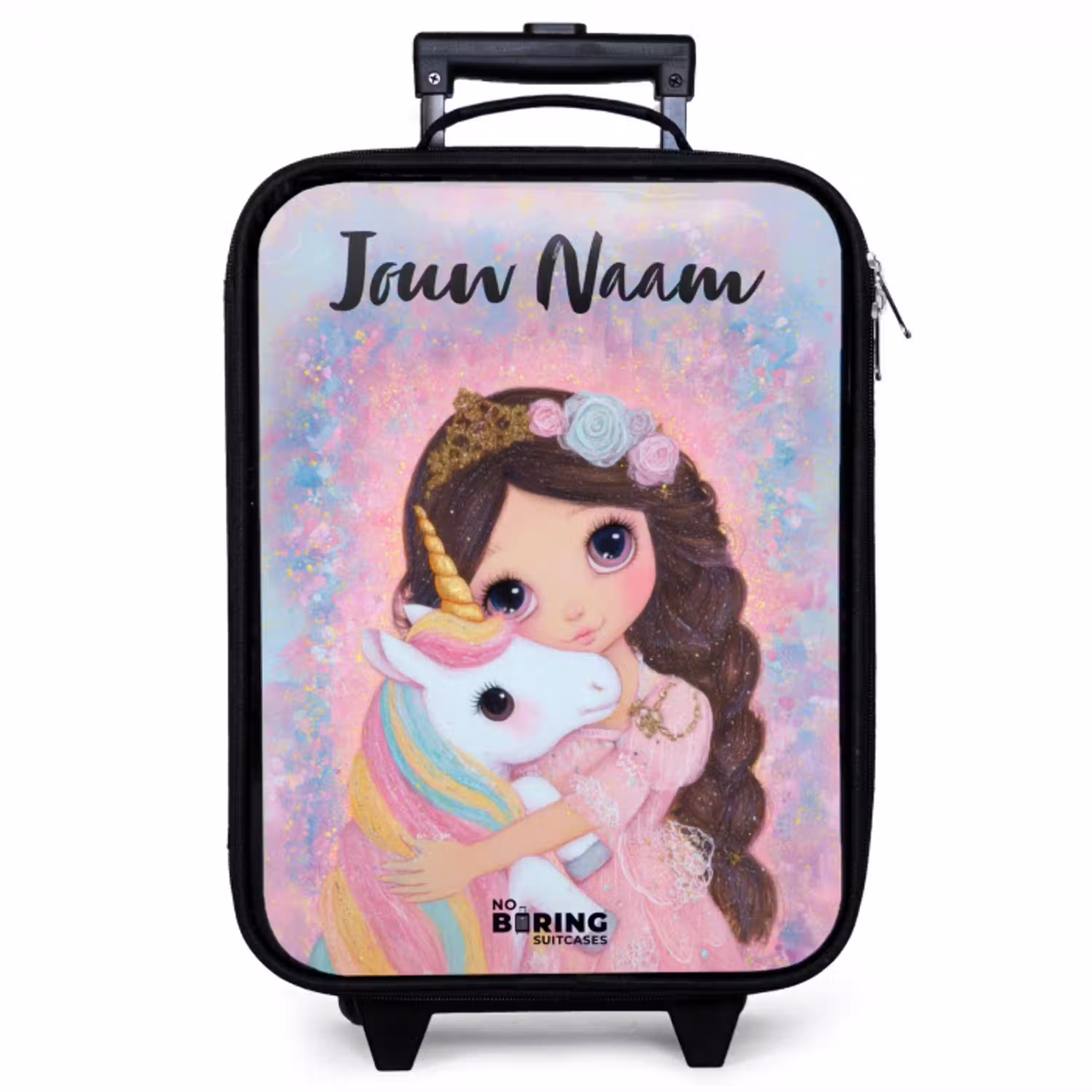 Meisje - Eenhoorn - Glitter Kinderkoffer - Zwart klein -zzz_website3d