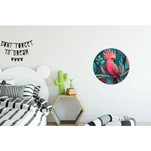 Kaketoe - Tropische bladeren - Tak Wandcirkel aluminium klein -kinderkamer