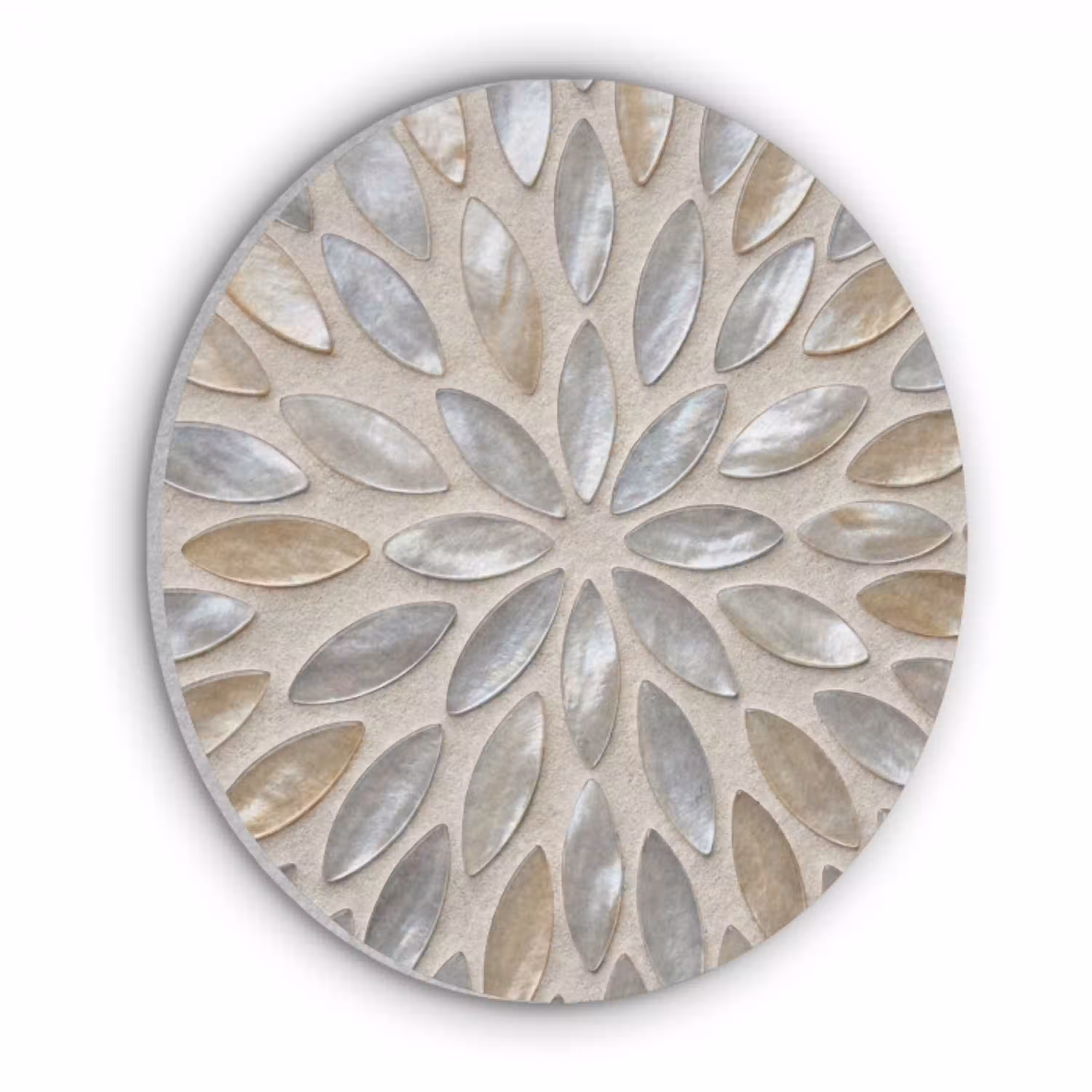 Patroon - Ovaal - Glanzend - Abstract - Beige Akoestische PET Vilt - Rond klein -3d