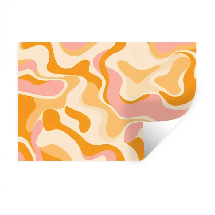 Abstract - Golvend - Oranje Muursticker klein -3d