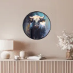 Stier - Zwart - Abstract - Horens Fotolijst rond zonder passe partout klein -sfeer3