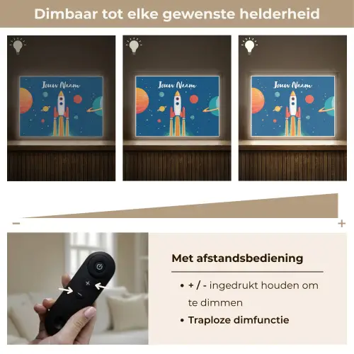 Raket - Planeten - Ruimte Light Box met batterij (Wandlamp kind) middel -USP_dimbaarNL