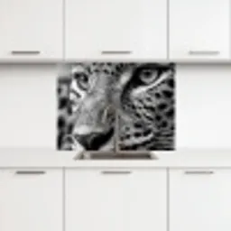 Luipaard - Zwart - Wit - Oog keuken achterwand 2 middel -3d
