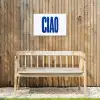 Ciao - Stippen - Roze - Wit Tuinposter op houten frame 2 cm dik klein -sfeer4