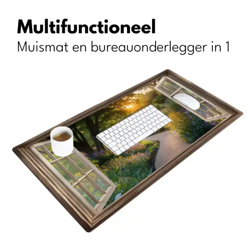 Doorkijk - Bloemen - Natuur - Zon - Pad Muismat XXL klein -sfeer4