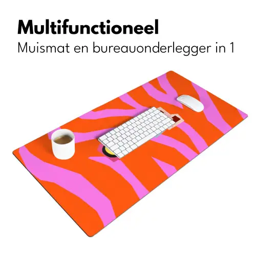 Zebraprint - Grafisch - COOL - Oranje Muismat XXL klein -sfeer4