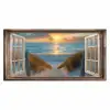 Doorkijk - Strand - Pad - Zonsondergang Muismat XXL klein -3d_leeg