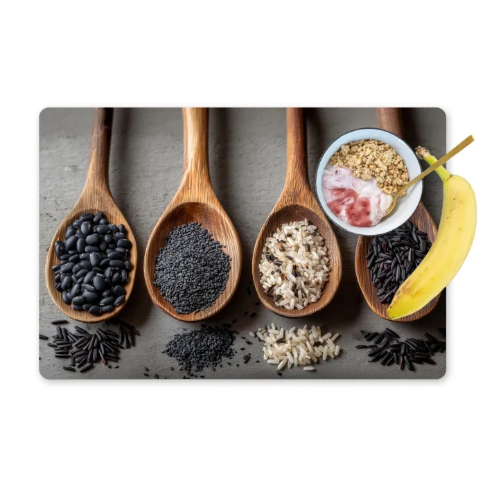 Houten - Lepels - Rijst - Zaden Placemat vinyl groot -zzzproduct_Kitchenyeah-website