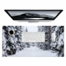 Bos - Winter - Sneeuw - Pad - Natuur Muismat XXL klein -3d