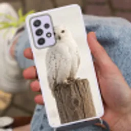 Sneeuwuil - Paal - Winter - Portret - Majestueus Hoesje Samsung Galaxy A52 5G met koord klein -sfeer3