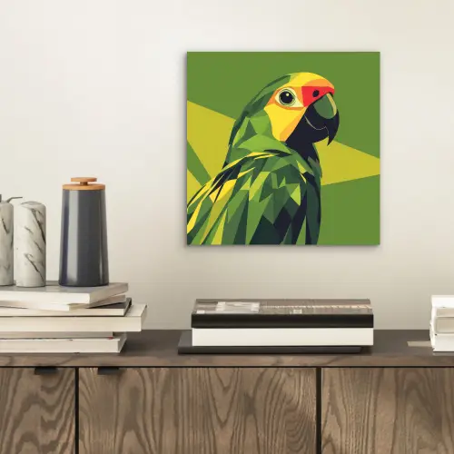 Papegaai - Groen - Snavel - Abstract aluminium wit klein -sfeer1