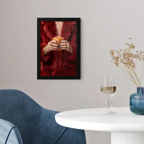 Broodje - Bontjas - Goud fotolijst zwart zonder passe partout klein -sfeer4