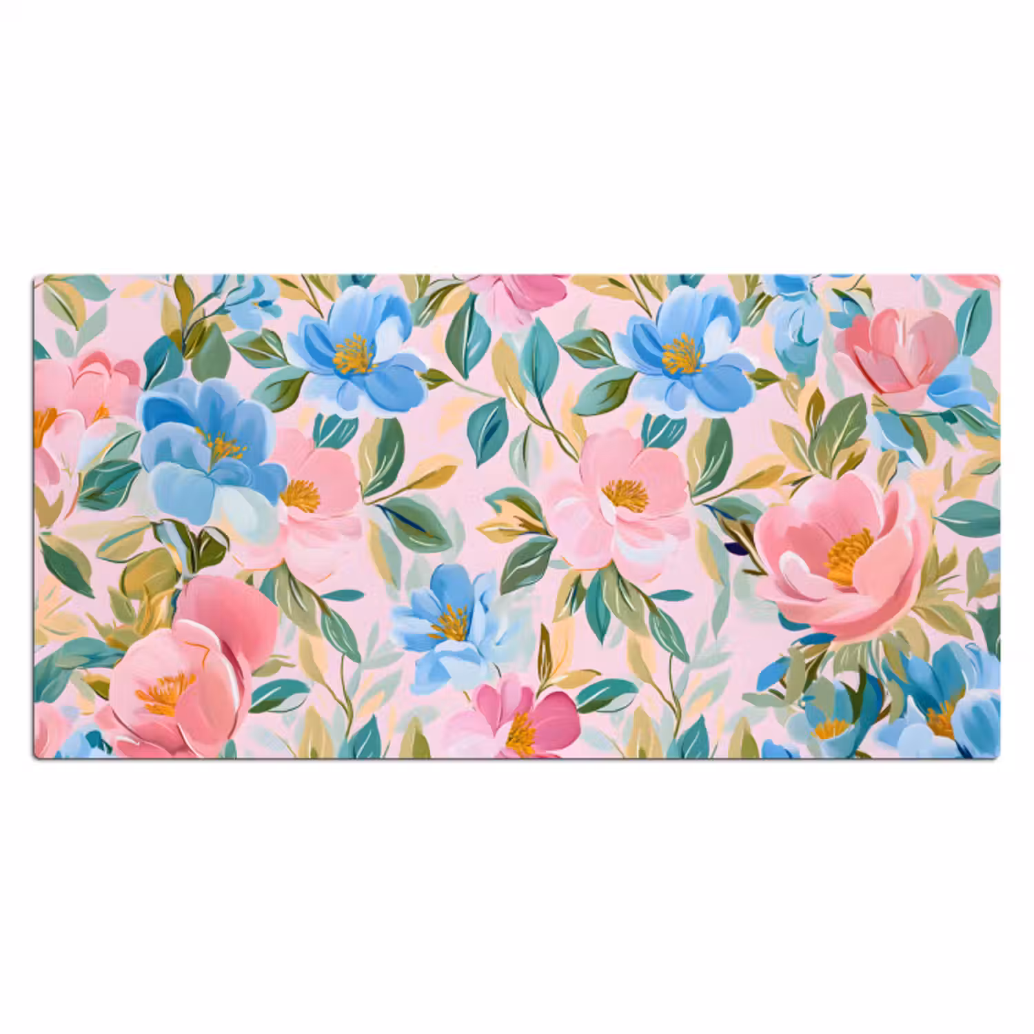 Bureau onderlegger - Blauw - Roze - Bloemen