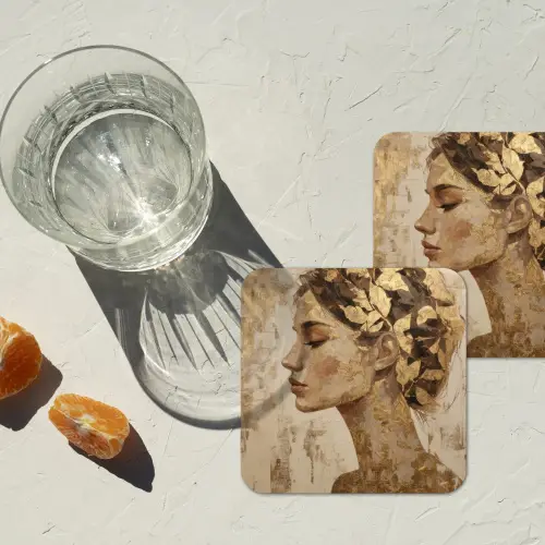 Vrouw - Goud - Abstract - Textuur onderzetter kurk middel -sfeer4