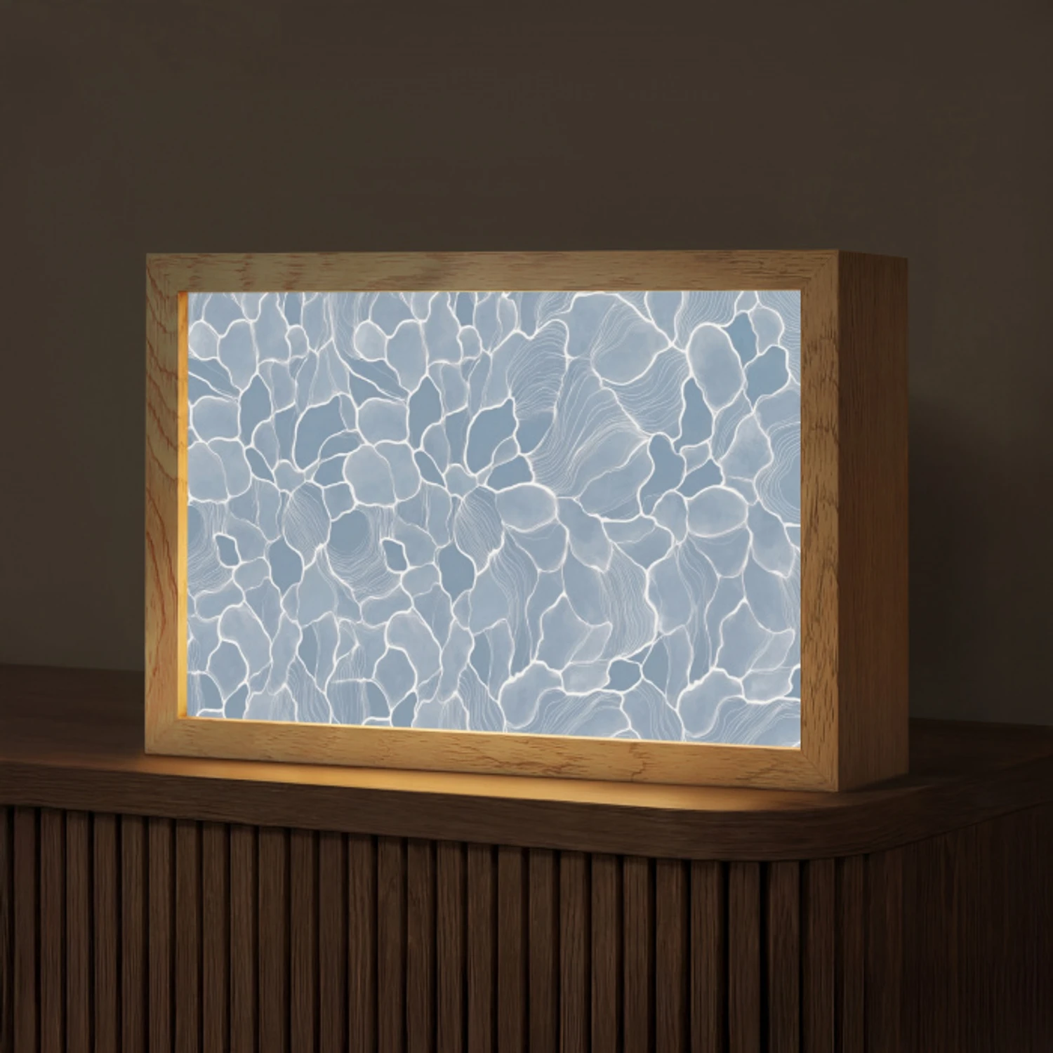 Abstract - Blauw - Bladeren Light Box met kabel (Tafellamp) klein -z3d_website