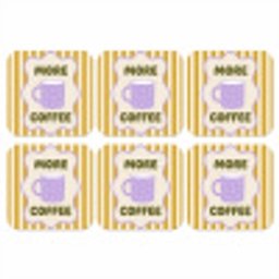 More coffee - Geel - Paars - Strepen - Mok onderzetter kurk middel -3d