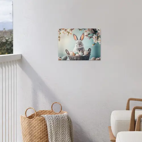 Konijn - Eieren - Mand tuinposter los doek klein -sfeer8
