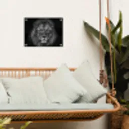 Zwart-wit portret van een leeuw tuinposter los doek klein -sfeer7
