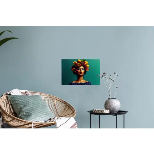 Vrouw - Hoodtooi - Tropisch - Fruit - Druiven Muursticker klein -plant