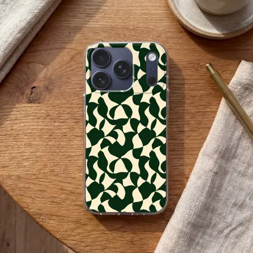 Groen - Organische vlakken - Crème Telefoonhoesje iPhone 17 Pro klein 878 -sfeer1
