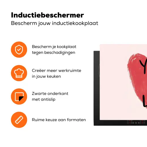 Hart - Rood - Valentijn Inductie beschermer vinyl 3mm klein -zzzzzzz-td-ups