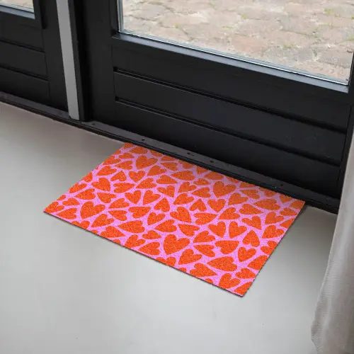 Valentijn - Patroon - Roze - Rood Deurmat klein 898 -sfeer2