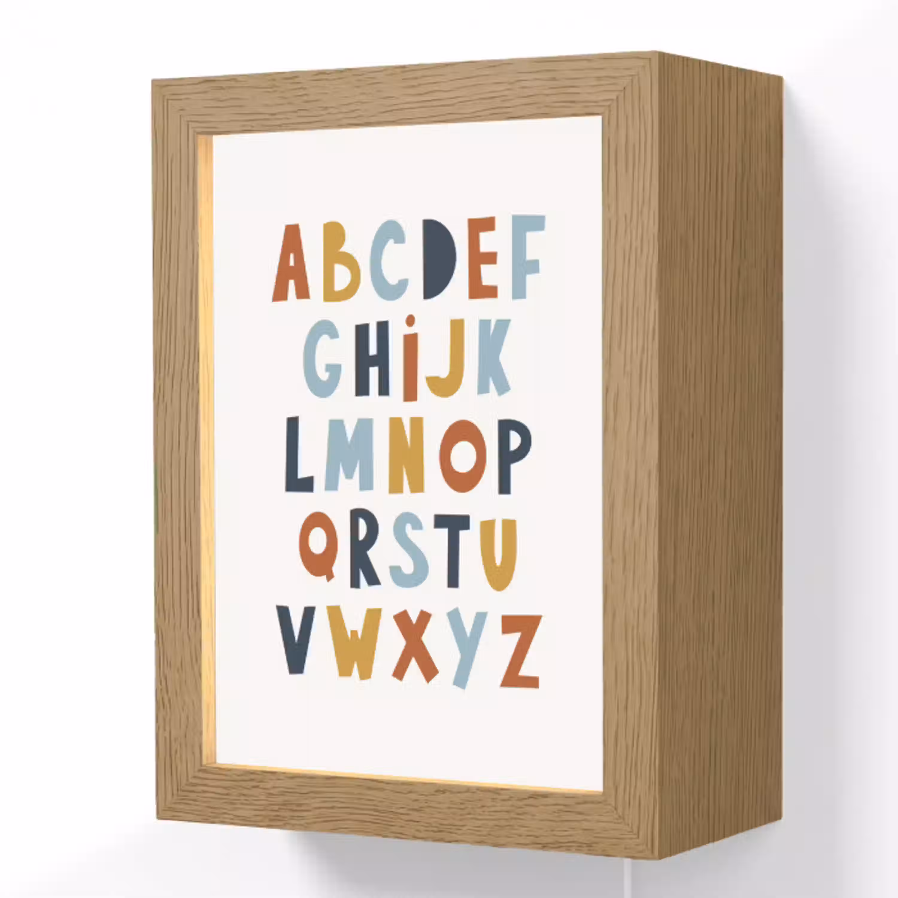 Alfabet - Educatief - Letters leren voor kinderen - Kleuren Light Box met kabel (Wandlamp kind) klein -3d