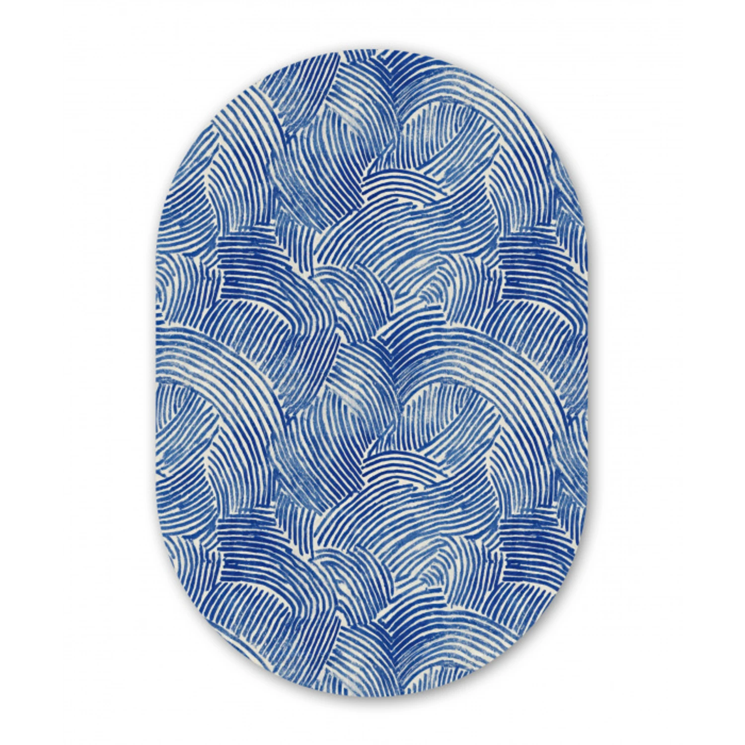 Modern - Abstract - Blauw Wandcirkel Ovaal Aluminium middel 839 -3d