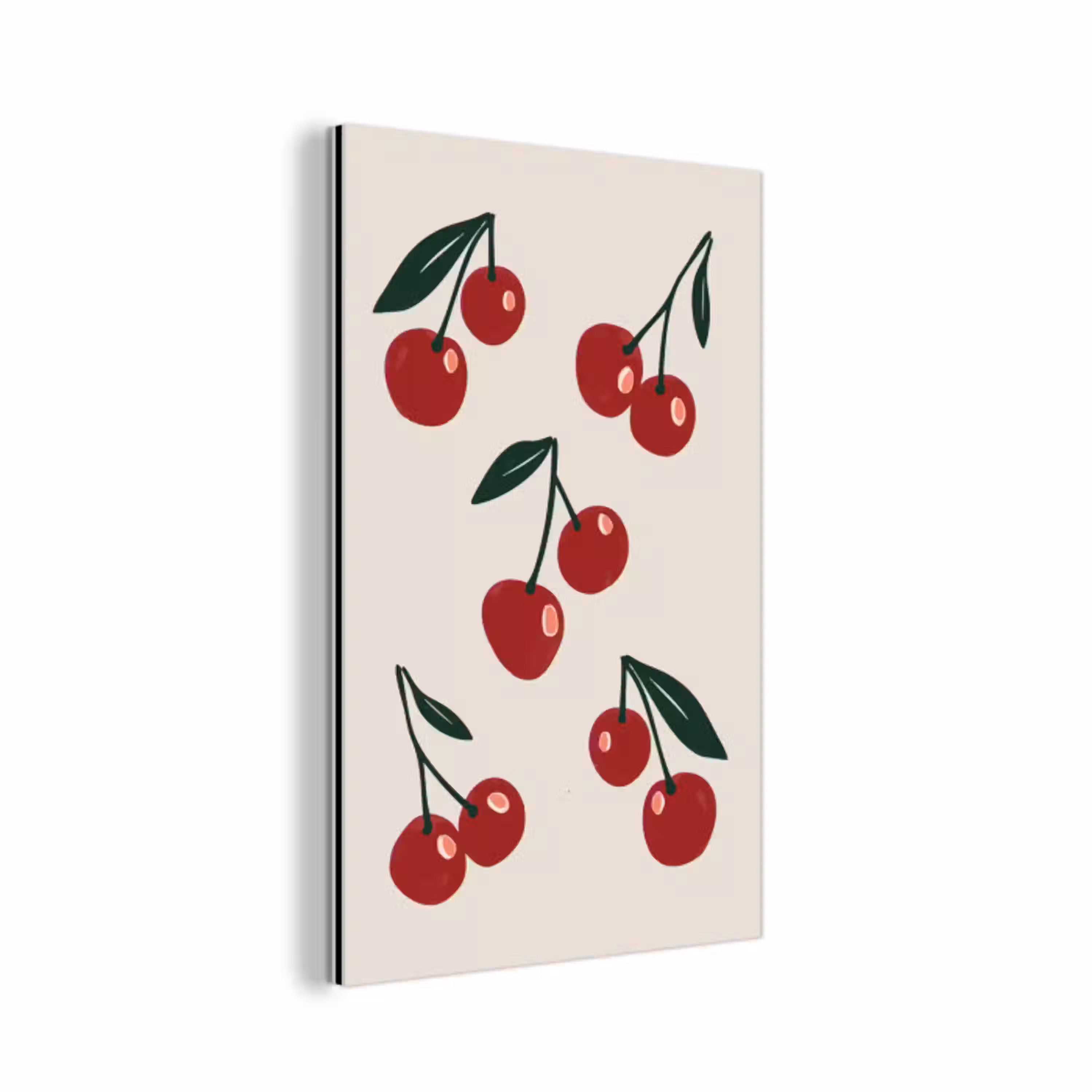 Kersen - Blaadjes - Rood aluminium wit klein -3d