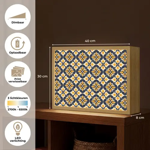 Patroon - Siertegel - Kleurrijk Light Box met batterij (Wandlamp) middel 907 -USP_websiteoverzichtNL