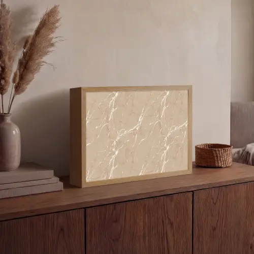 Beige - Marmer - Organisch - Wit Light Box met batterij (Wandlamp) middel 907 -sfeer2