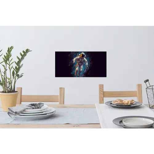 Ruimte - Neon - Astronaut - Sterren Muursticker klein -eettafel