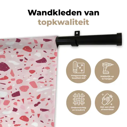 Terrazzo - Patroon - Roze Wandkleed katoen klein 269 -sfeer2