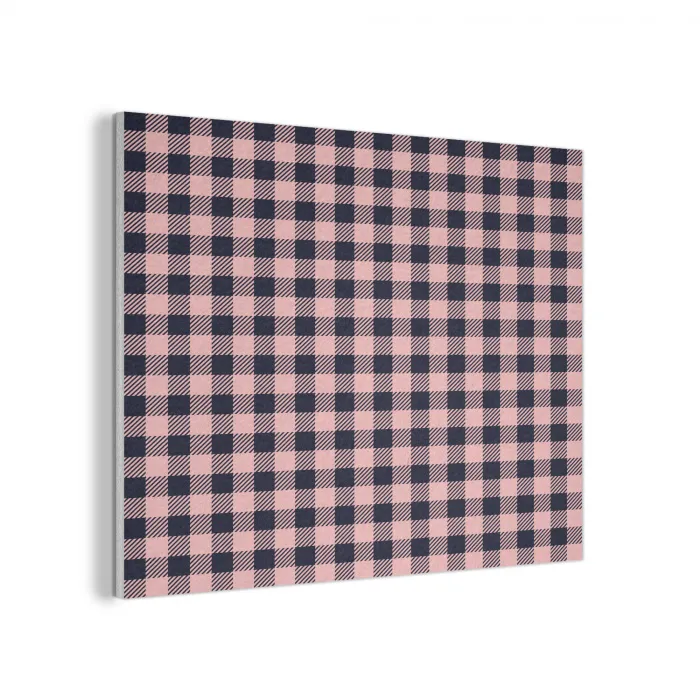 Plaid - Patroon - Roze - Zwart PET vilt klein 837 -3d