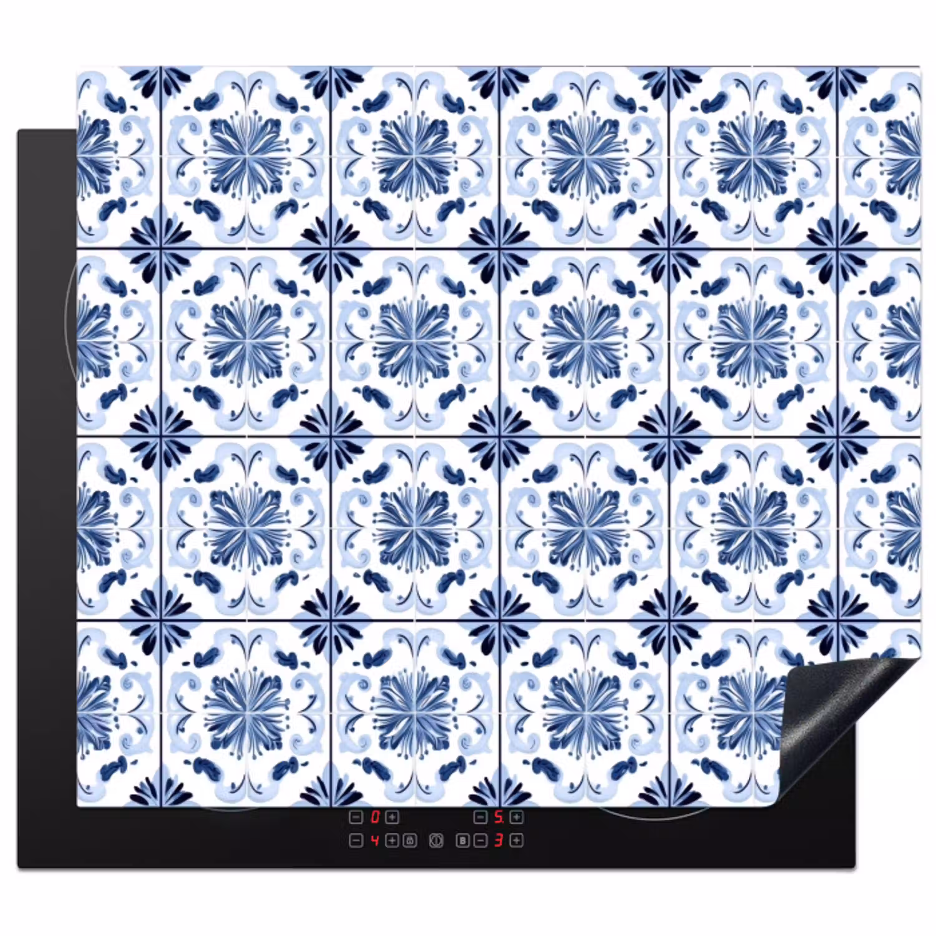 Patroon - Tegel - Blauw Inductie beschermer vinyl 3mm middel 274 -3d