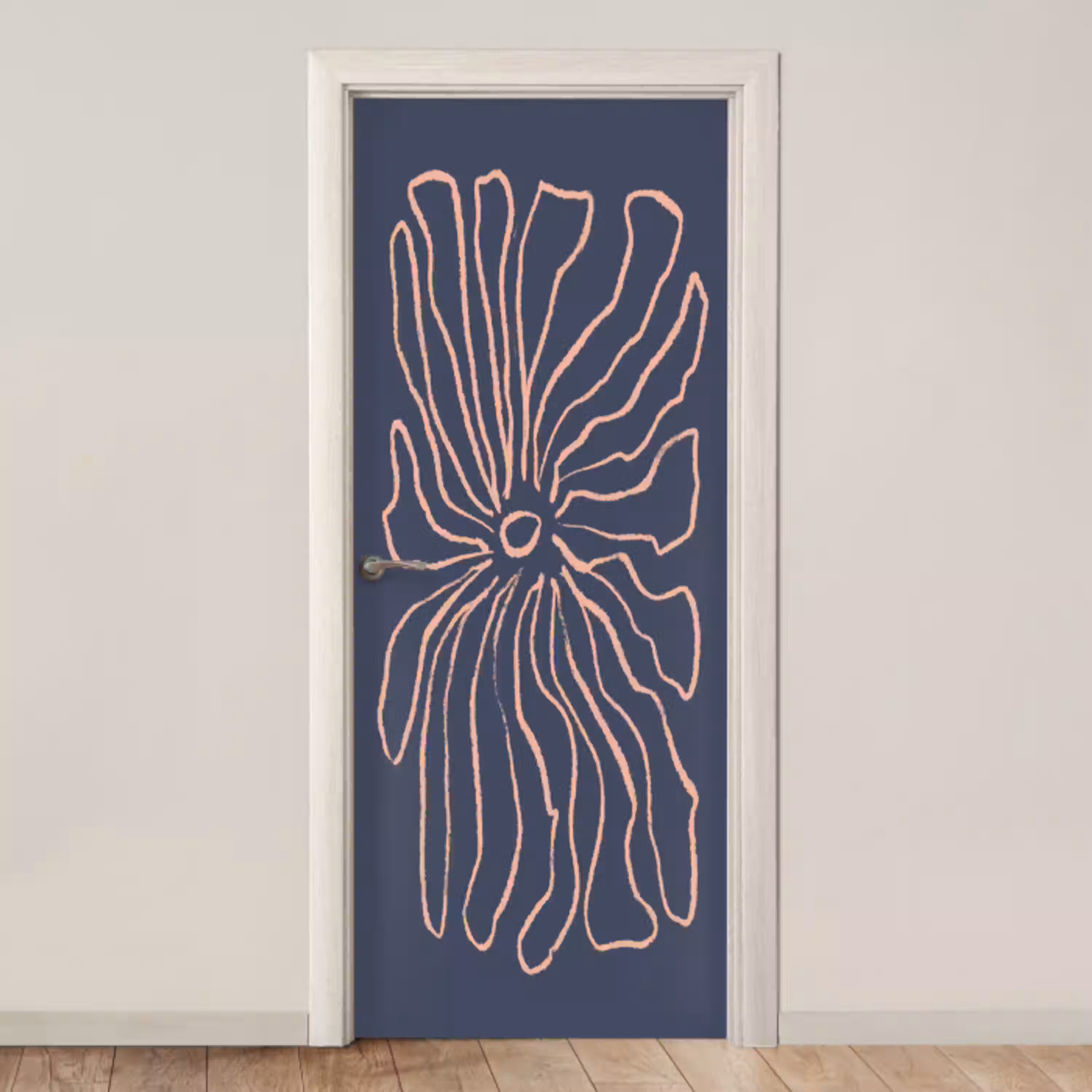 Bloemen - Bohemian - Roze - Pastel deurposter klein -3d_beige