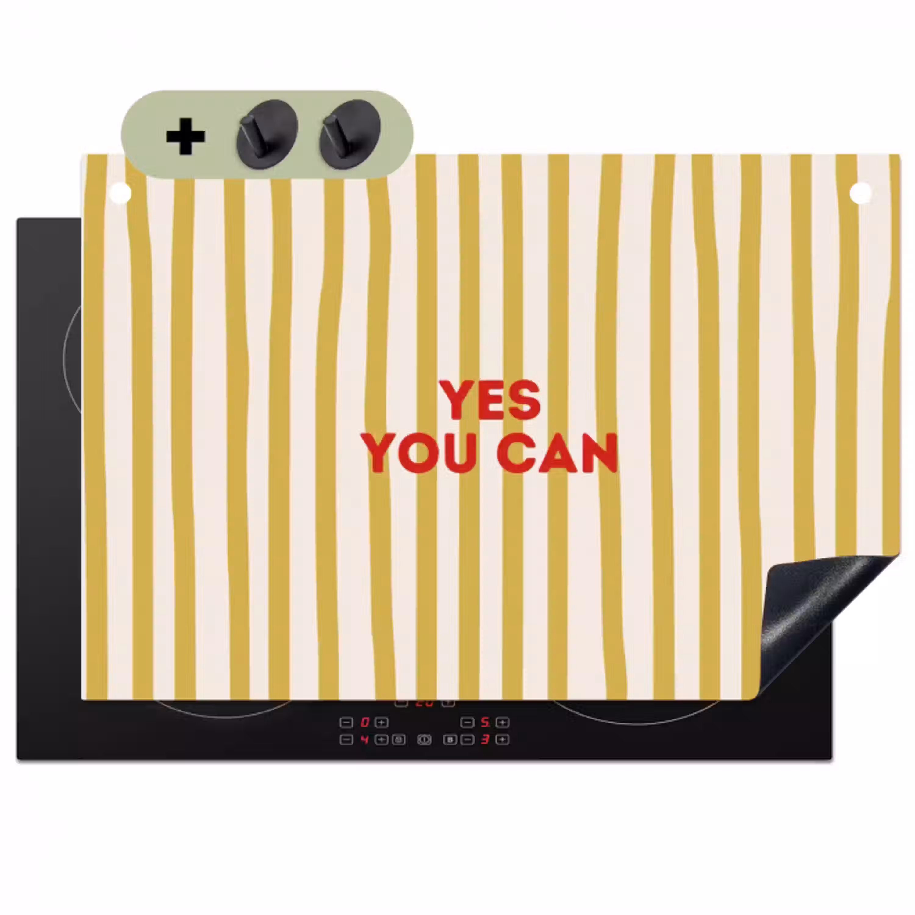 Strepen - Abstract - Yes you can - Rood Inductie beschemer met haakjes klein -3d
